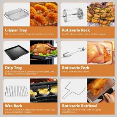 WHALL  Toaster Oven, 12QT Air Fryer Oven with 12 Pre-set Cooking Menus, Clear Viewing Window, Up to 95% Less Oil for Healthier, Convenient Meals