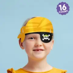 Big Dot of Happiness Pirate Eye Patch Paper Headbands, Colorful Pirate Ship Adventures for Kids Birthday Party, DIY Pirate Party Hat Favors, 16 Count