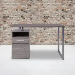 Emma and Oliver Desk with Two Drawers and Metal Frame