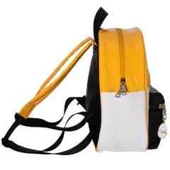 Gudetama Big Face Mini Cosplay PU Backpack Purse, Sanrio Shoulder Bag with Epoxy Filled Metal Gudetama Charm, 10.5 Inch, Faux Leather