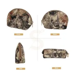 Signare USA Cat Animal Design Brown Cosmetic Bag/ Makeup Bag