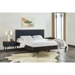 Cross Solid Oak and Metal Nightstand Dark Gray - Armen Living