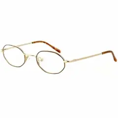Metal Flex by Vivid EE Designer Blue Light FIlter Reading Glasses in Gold Amber Brown 39mm +3.00 | Ladies | Oval Shape | X-Small Fit