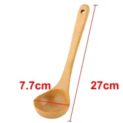 Unique Bargains Wood Kitchen Easy to Wash Hangable Cooking Spoon 10.6" x 3" Wooden Color 1 Pc
