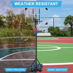 Portable Basketball Goal Basketball Stand 5.6-7 Ft Adjustable Height With 32 Inch Backboard & Wheels Basketball Hoop For Indoor Outdoor Kids Teens