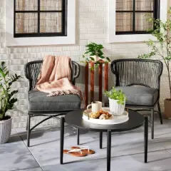 Wicker Weave Outdoor Cushioned Accent Chair - Dark Gray - Hearth & Hand&trade; with Magnolia