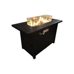 24" Steel Propane Outdoor Fire Pit Table with Cover and Adjustable Flame