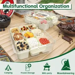 MaseiKar Divided Serving Tray with Lid, 9 Compartment Snack Box, Charcuterie Organizer, Snackle Box for Candy, Nuts, Fruits, Snacks