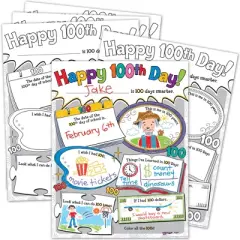 Teacher Created Resources&reg; Happy 100th Day Poster Pack, Pack of 32