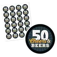 Big Dot of Happiness Cheers and Beers to 50 Years - 50th Birthday Party Circle Sticker Labels - 24 Count
