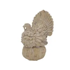 Transpac Resin Turkey on Pumpkin Figurine for Christmas Tabletop Decoration Ideal Gift for Hostess Holiday Celebrations
