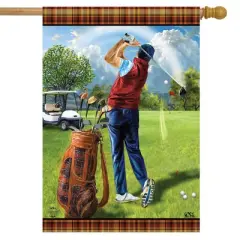 Golf Day Spring House Flag Cart Golfer Bag Cart 28" x 40" Briarwood Lane