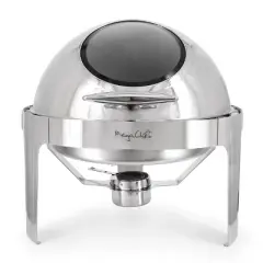 MegaChef 6.3 Quart Round Stainless Steel Dome Roll Top Professional Chafing Dish/Food Warmer/Buffet Server Serving Dish with Windown