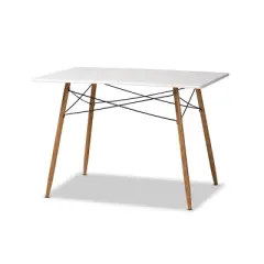 5pc Wayne White and Walnut Metal Dining Set Gray - Baxton Studio