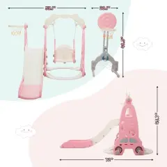 Sandinrayli 5 in 1 Toddler Slide and Swing Playset, Kids Slide for Toddler, Indoor Outdoor Playground Blue+Red