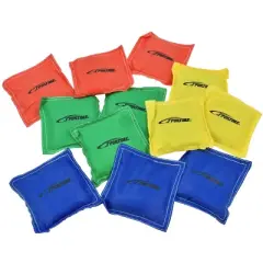 Sportime Nylon-Covered Bean Bags, 5 x 5 Inches, Assorted Colors, Pack of 12