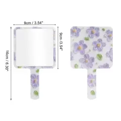 Unique Bargains Floral Square Handheld Mirror Purple White 1 Pc