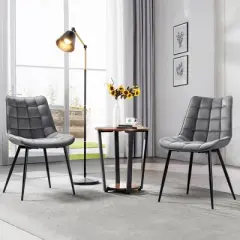 Yaheetech Set of 2 Dining Kitchen Chairs with Backrest for Kitchen, Gray