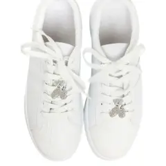 Unique Bargains Rhinestone Bears Shoelace Charms Silver Tone 1 Pair