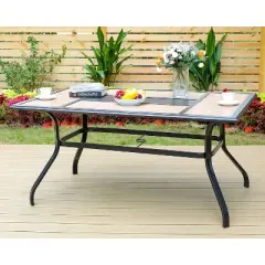Patio Set with Steel Table with 1.57" Umbrella Hole & Padded Sling Arm Chairs - Captiva Designs