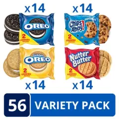 OREO Original, OREO Golden, CHIPS AHOY! & Nutter Butter Cookie Snacks Variety Pack - 44.86oz/56ct