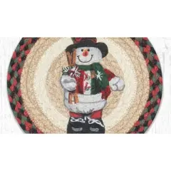 Earth Rugs Snowman in Top Hat Round Trivet &ndash; Rustic Holiday Kitchen Hot Pad 10"x10"