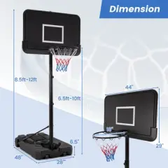Costway 6.5-10 FT Adjustable Portable Basketball Hoop w/ 44 Inch Shatterproof Backboard