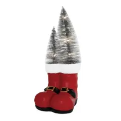 Transpac Light Up Santa Boots Tabletop Sculpture with Silver Trees Battery Operated Christmas Decoration Gift