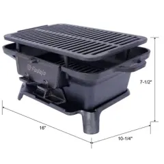 NAYSAYE Grill Racks Portable Cast Iron Griddle for Versatile Outdoor Cooking for Home and Travel, Black, 16"*10.25"*7.5"