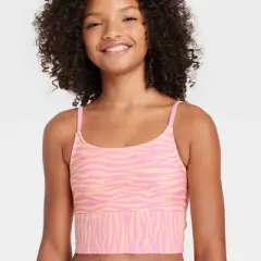 Girls' Zebra Ribbed Bottom Tankini Set - art class&trade; Light Pink