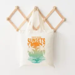 City Creek Prints Chasing Sunset Vintage Canvas Tote Bag - 15x16 - Natural