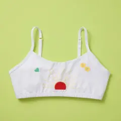 Adorable Embroidered First Pima Cotton Training Bra for Girls by Yellowberry