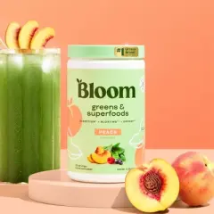 BLOOM NUTRITION Greens and Superfoods Powder - Peach - 5.01oz/25 Servings