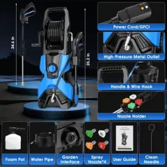 SKONYON 2.8 GPM 2800PSI Electric High Pressure Washer with Pressure Washer Hose and Foam Cannon