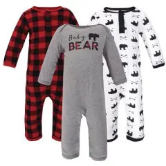 Little Treasure Baby Boy Cotton Coveralls 3pk, Baby Bear
