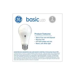 GE 2pk 16W 100W Equivalent Basic LED Light Bulbs Soft White