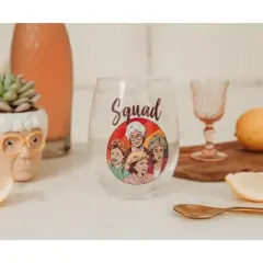 Silver Buffalo The Golden Girls Rainbow "Squad" Teardrop Stemless Wine Glass | Holds 20 Ounces