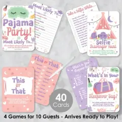 Big Dot of Happiness Pajama Slumber Party - 4 Girls Sleepover Birthday Party Games - 10 Cards Each - Gamerific Bundle