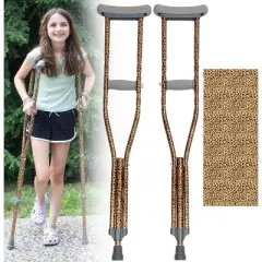 My Crutches-Fashion Designed Colored Youth Junior Crutches for Kids/Teens/Adults w Adjustable Handgrip & Length (Cheetah, for Heights 4'5" to 5'2")