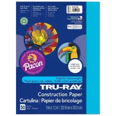Pacon Tru-Ray Construction Paper Atomic Blue 9" x 12" 50 Sheets Per Pack 5 Packs (PAC103400-5)