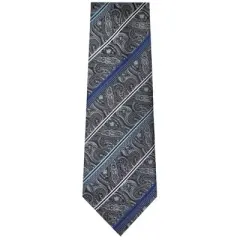 TheDapperTie Men's Black, Blue And White Paisley Necktie with Hanky