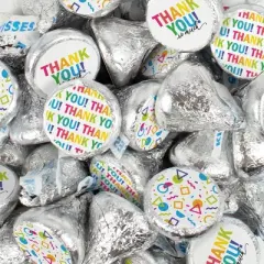 Thank You Candy  Chocolate Party Favors by Just Candy (Hershey's Kisses, Miniatures or Both)  - Colorful Thank You