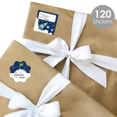 Big Dot of Happiness Blast Off to Outer Space Assorted Baby Shower or Birthday Party Gift Tag Labels To and From Stickers 12 Sheets 120 Stickers