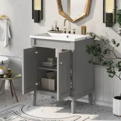 24" Bathroom Vanity with Top Sink and 2 Soft Close Doors - ModernLuxe