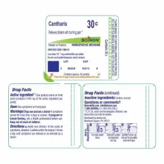 Cantharis 30C by Boiron Homeopathic Single Medicine For First Aid  -  80 Pellet