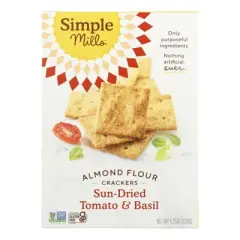 Simple Mills Sun-Dried Tomato & Basil Almond Flour Crackers - Case of 6/4.25 oz