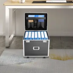 YIYIBYUS Locking Mobile File Lock Box, Hand pull File Case