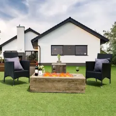 Costway 48''x27'' 50,000 BTU Propane Fire Pit Table Set w/ Side Table Tank Storage & Cover