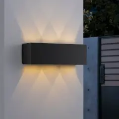 C Cattleya Matte Black Aluminum Rectangular LED Outdoor Wall Sconce with Adjustable Light Beam
