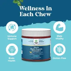 Men's Multivitamin Gummies, Supplement Gummies with CoQ10 and Ashwagandha for Energy & Immune Support, Lemon Pineapple Flavor, Nature's Craft, 90ct